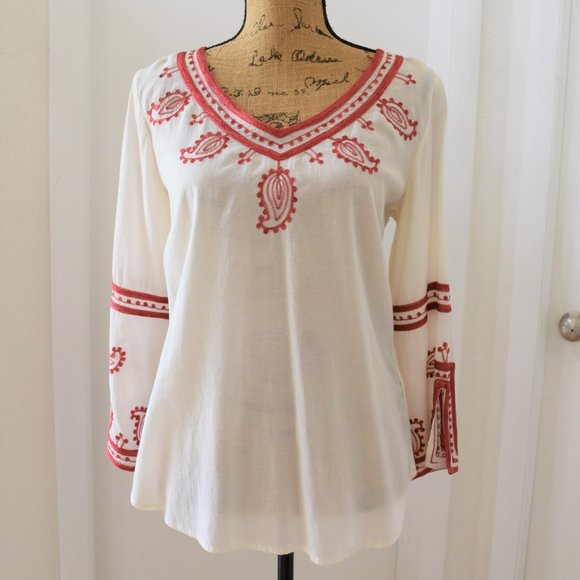 Lucky Brand Paisley Embroidered Blouse. - Picture 7 of 10